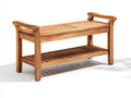 Bancos de jardín madera maciza 120x40x50 cm - Madera natural - Estilo moderno con estante inferior