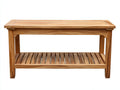 Banco de jardín de madera maciza 90x45x45 cm - Marrón natural - Con estante inferior de almacenamiento