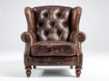 Sillón orejero tapizado piel sintética 88x92x110 cm - Marrón oscuro - Estilo clásico