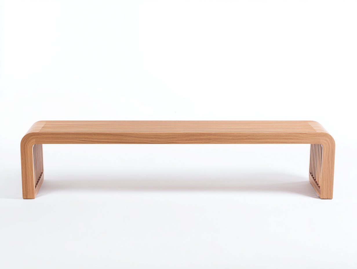 Banco de jardín de madera maciza diseño moderno minimalista 160x40x45 cm madera natural uso exterior terraza jardín