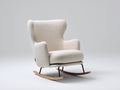 Mecedoras tapizada tela bouclé 80x92x104 cm - Blanco-Negro-Madera natural - Diseño moderno