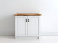Aparador de MDF blanco con encimera madera natural 90x40x80 cm estilo moderno salon comedor