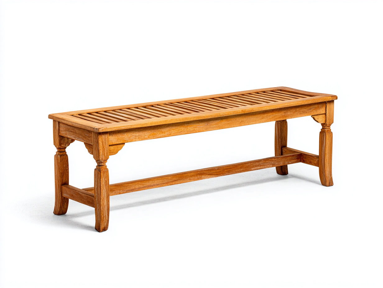 Banco de jardín de madera maciza estilo rústico natural 140x35x45 cm marrón uso exterior jardín terraza
