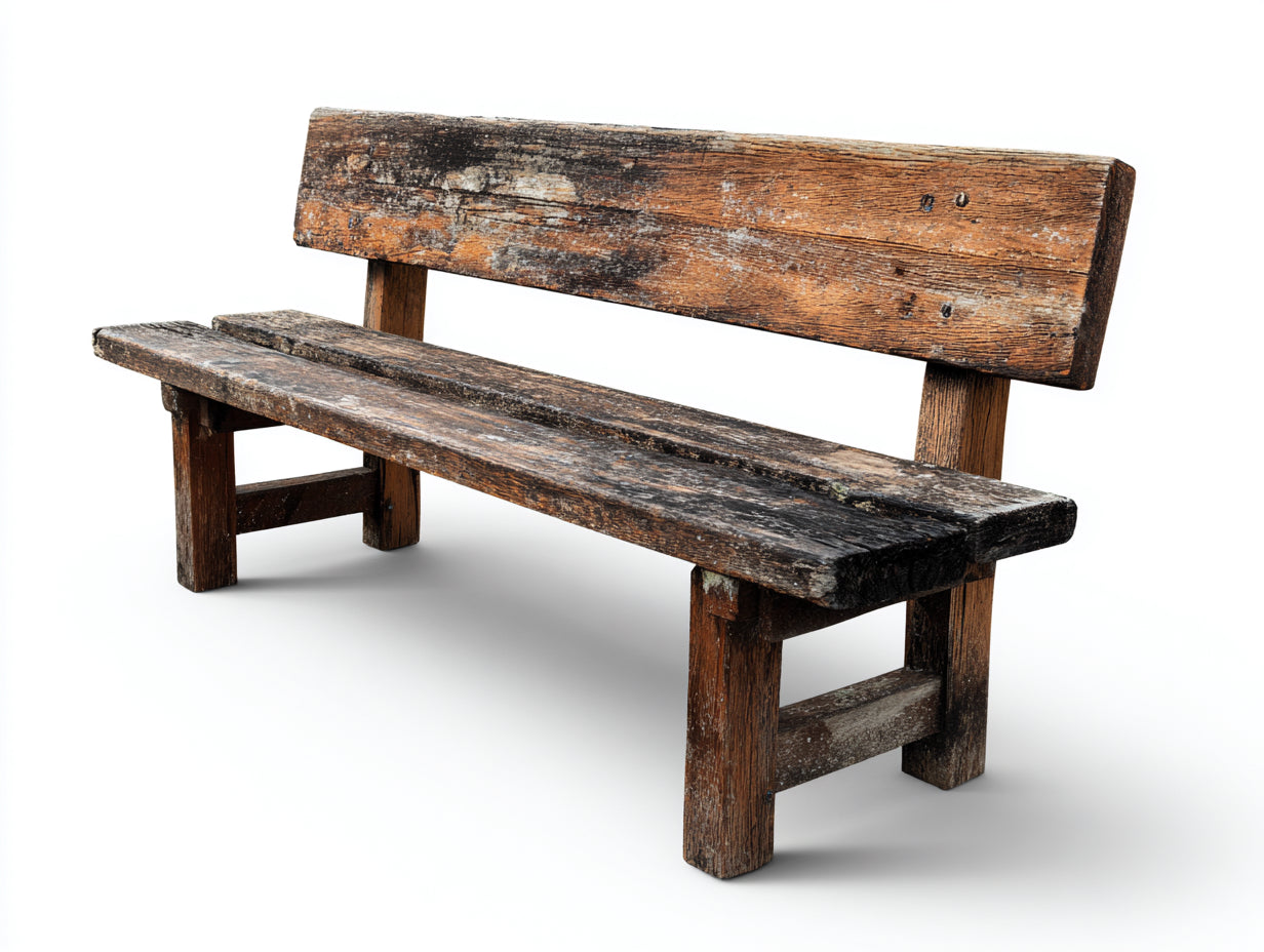 Banco de jardín de madera maciza 150x60x85 cm - Marrón envejecido - Con respaldo estilo rústico