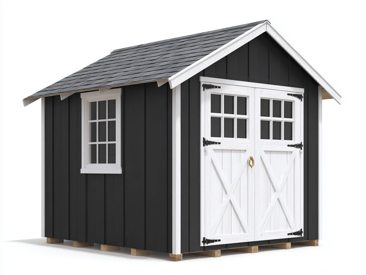 Caseta de jardín de madera estilo granero moderno 200x180x220 cm gris oscuro blanco uso exterior jardín terraza