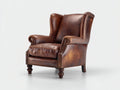 Sillón orejero tapizado piel sintética 89x93x111 cm - Marrón oscuro - Estilo clásico